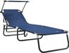 vidaXL Opvouwbare ligstoel met kussen, blauw, 56 x 190 x 81 cm