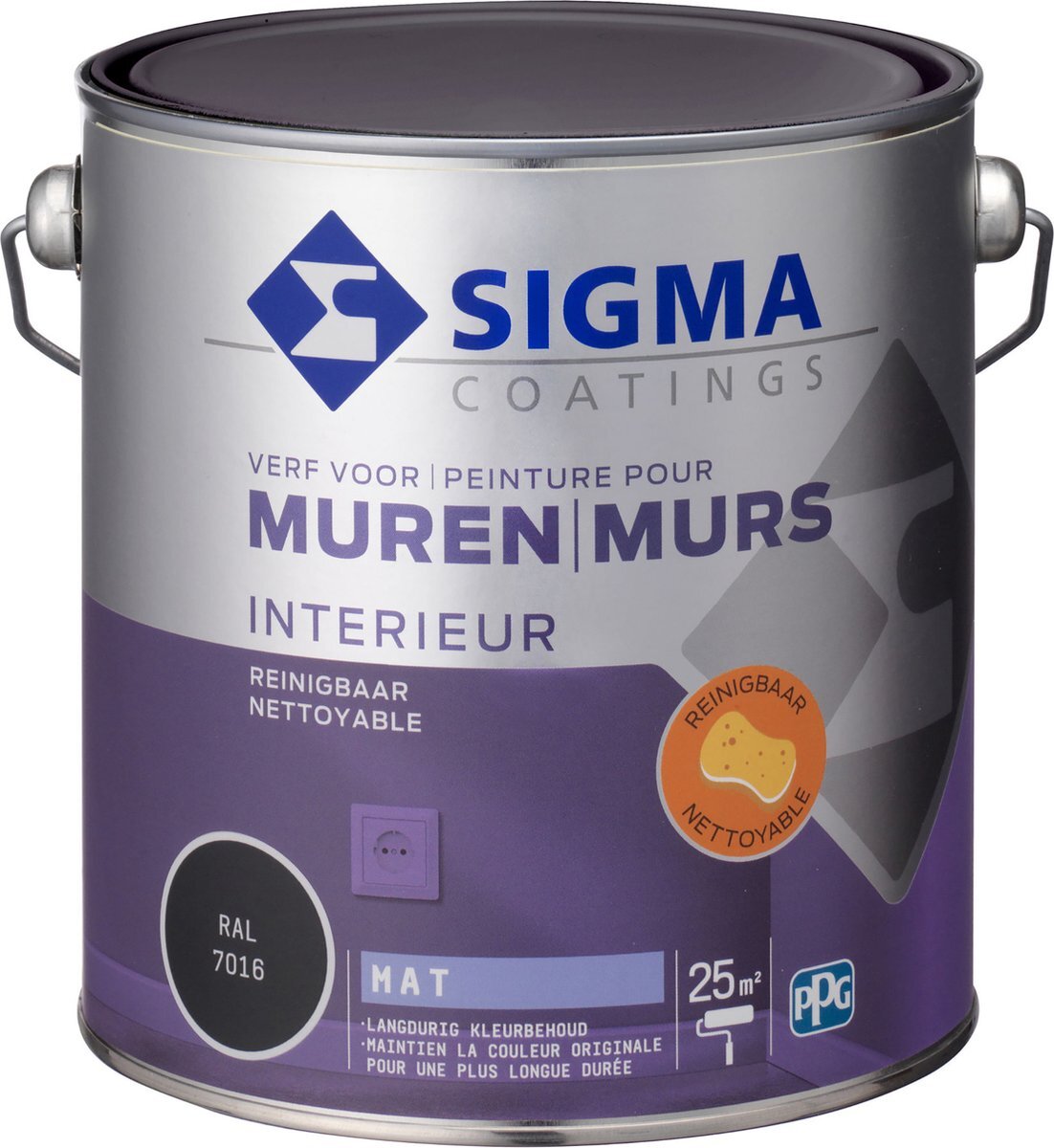 SIGMA Coatings Sigma Interieur Reinigbare Muurverf 2,5 liter RAL 7016