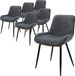ML-Design set van 6 eetstoelen met rugsteun en armsteunen antracietkleurig PU-leren zitvlak metalen onderstel
