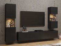 Mobistoxx AVATAR Tv-meubel set 4 deuren zwart met led
