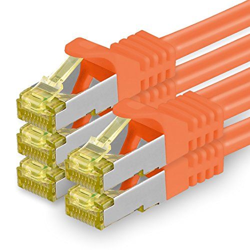 1aTTack.de Cat.7 netwerkkabel 0,5 m oranje 5 stuks Cat7 Ethernetkabel netwerk LAN-kabel onbewerkte kabel 10 Gb/s SFTP PIMF LSZH set patchkabel met RJ45-connector Cat.6a