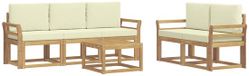 vidaXL Acacia Hout Wit en Crème Bank Loungeset 4 Zitplekken