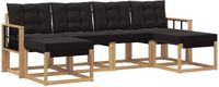 vidaXL - Bank loungeset - 6 zitplekken - Wit en zwart - Acacia hout