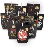 oCreon Adventskalender om te vullen - 24 papieren adventszakjes om te knutselen voor Kerstmis - Papieren kerstzakjes met cijferstickers (zwart-kleurrijk)