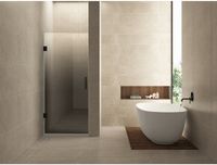 Wiesbaden Less Nisdeur Links - 700x2000x8mm - Nano - Spiegelrook naar Helder Glas - Mat Zwart