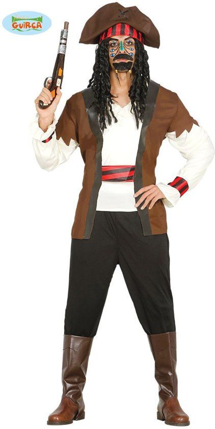 guirca Pirates Of The Carribean Kostuum Zeven Hoge Zeeen Piraat Man Maat 48-50 Carnaval kostuum Verkleedkleding