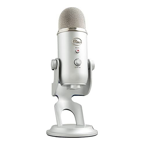Blue Yeti USB Microfoon voor Opname, Streaming, Gaming, Podcasting, Condensator-Mic voor Laptop of Computer, PC en Mac, Blue VO!CE Effecten, Verstelbare Standaard, Plug and Play - Zilver