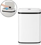 ADSafety Poubelle à capteur - 60 Litres - Poubelle ovale en acier inoxydable - Bac à ordures - Couvercle à fermeture douce - Blanc
