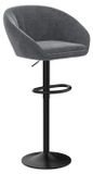 Dark grey fabric bar stool - height-adjustable, swivel, upholstered seat, metal frame