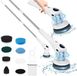 8-in-1 brosse de nettoyage électrique - Épurateur électrique sans fil avec brosses - Poignée réglable - Brosse rotative à 360° pour salle de bain - Baignoire - Blanc, Noir