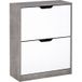 Meuble à chaussures compact et peu encombrant (avec 2 portes abattantes), meuble à chaussures réglable pour entrée, peut contenir 8 paires de chaussures, avec poignée intégrée, 62,5 x 26 x 81 cm, gris ciment