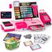 Kinder Rollenspiel Kassenschalter Spielzeugset, Rosa Supermarkt Kassierer Spielset mit Spielzeug-Lebensmitteln Einkaufskorb Spielgeld Kreditkarte, Rollenspiel Lernspielzeug Geschenk für Kinder ab 3 Jahren
