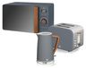 OEM Ontbijtset: Waterkoker 1,7 liter, Broodrooster (2 plakken), Magnetron 20 liter, grijs