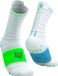 Compressport Pro Racing Socks V4.0 Ultralight Run High Unisex Hardloopsokken Wit/Norse Blauw/Neon Groen