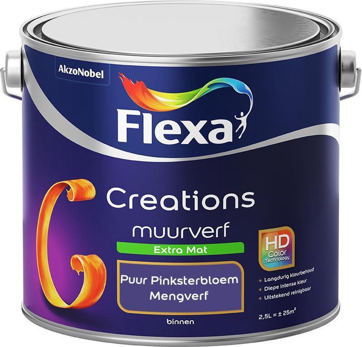 FLEXA Creations Muurverf - Extra Mat - Puur Pinksterbloem - 2,5 liter