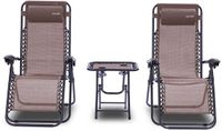 SereneLife Ligstoel set van 2 – Verstelbare Buitenkamerstoel met Afneembaar Bekerhouderblad en Zijtafel en 2 Bekerhouders – Inklapbare Relaxstoel met Verwijderbare Kussens