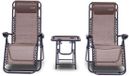 SereneLife Ligstoel set van 2 – Verstelbare Buitenkamerstoel met Afneembaar Bekerhouderblad en Zijtafel en 2 Bekerhouders – Inklapbare Relaxstoel met Verwijderbare Kussens