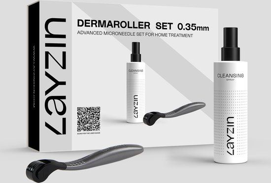 LAYZIN 0.35 mm Dermaroller Set inclusief Cleansing Spray
