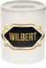 Bellatio Decorations Shoppartners Bv Spaarpot met voornaam Wilbert - wit - met goud/zwart embleem - 8 x 9 cm - keramiek - met afsluitdop - cadeau verjaardag