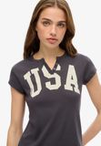 Superdry Athletic Essentials T-shirt met print en geknipte hals voor dames