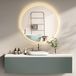 HOKO Miroir de salle de bain LED Rond 60cm Cadre en Aluminium Doré Anti-buée Température de couleur réglable en continu Avec fonction mémoire IP44 Verre HD Luxembourg