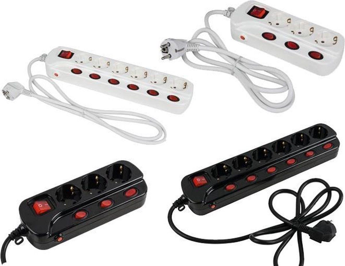 HEITRONIC 45190 Stekkerdoos met schakelaar 3-voudig Wit Randaarde stekker 1 stuk(s)