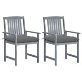 Maison Exclusive - Chaises de jardin et coussins lot de 2 gris bois d'acacia massif