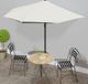 Prolenta Maison Exclusive Balkonscherm met aluminium mast, zandkleurig, 300x155 cm, halfrond