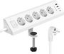 Prise USB-C avec pince de table - 3680 W/16 A - Multiprise de bureau - 5 prises - 4 ports USB - Interrupteur
