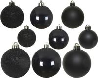 Decoris Kerstballen - 30 stuks - Zwart - Kunststof