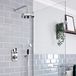 Hudson Reed Elizabeth - Kit de douche rétro - Mitigeur thermostatique à 2 sorties avec inverseur, douchette, pommeau pluie rond de 20 cm - chromé et noir