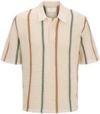 Jack & Jones Gebreide polo - Katoen - Korte mouw - Polokraag - Gestreept - Knopen - Heren - Maat XL - Sea Salt