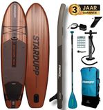 Stardupp Edition Elite SUP Board – Opblaasbaar – Allround Model – 325x82cm – Max. 150KG – Complete Set – Inclusief Pomp, Peddel & Rugzak - Bruin