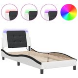 VidaXL Bedframe met LED zonder matras "Zadar" Wit en Zwart 90x200 cm