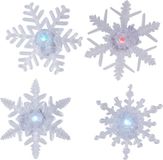 Merkloos Raamdecoratie 6x LED verlichte sneeuwvlokken zuignappen