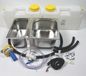 12V Mini-keuken, stand de vente, kit. Inclusief évier, dimensions : 325x265x150 mm et 325x176x150 mm. Double panier