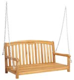 vidaXL Schommelbank, 114 x 61 x 61,5 cm, massief teakhout, natuurlijke kleur