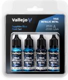 Vallejo Hobbyverf Acrylverf - 77256 True Metallic Metal - Saffier Blauw Kleurenset - Acryl Set - 4x Verf set - 4x 18 ml