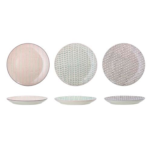 Bloomingville Bord Maya, roze groen paars, keramiek, set van 3