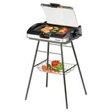 Cloer 6720 Barbecue-Grill met Grillplaat van aluminium, anti-kleeflaag, Glazen deksel, spatscherm, 2200 Watt, Grilloppervlak: 29 cm x 39 cm