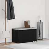 vidaXL Hallenbank Zwart Eiken 80 x 40 x 45 cm Bewerkt hout