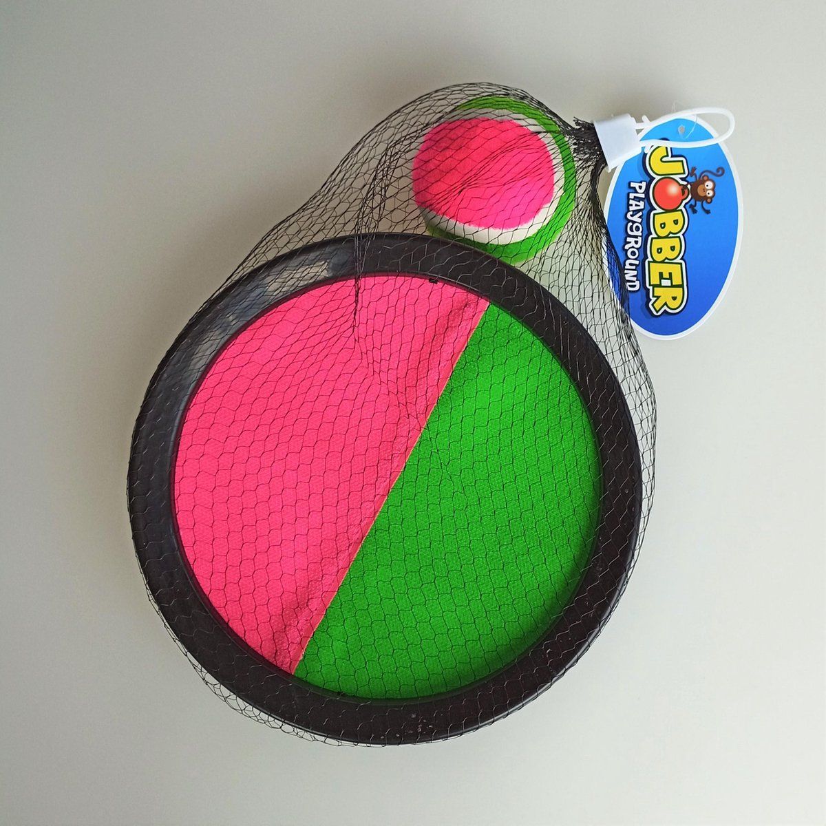 Jobber Playground Vangspel - Klittenband - Strand Werp Spel - 20CM - Groen/Roze