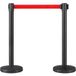 Lot de 2 poteaux de délimitation avec ruban rétractable de 200 cm et socle robuste, rouge