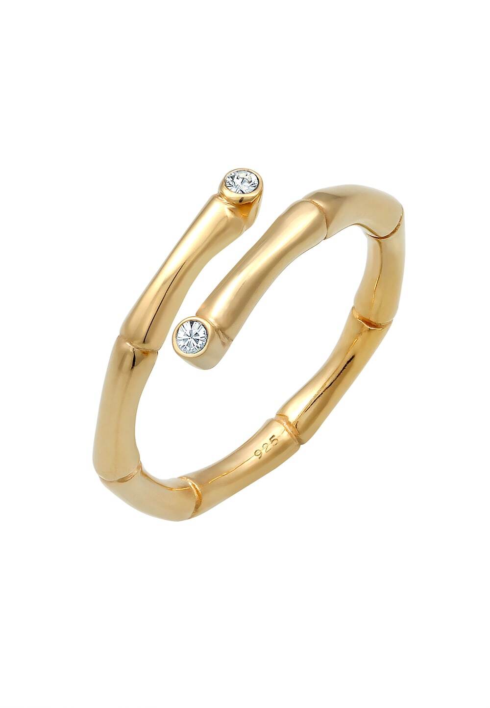 Elli Elli Elli Ring Dames Bamboe Tropische Trend met Kristallen in verguld 925 Sterling Zilver Ringen