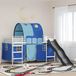 Prolenta Maison Exclusive Lit superposé exclusif pour enfants, avec rideaux, blanc et bleu, dimensions 80 x 200 cm