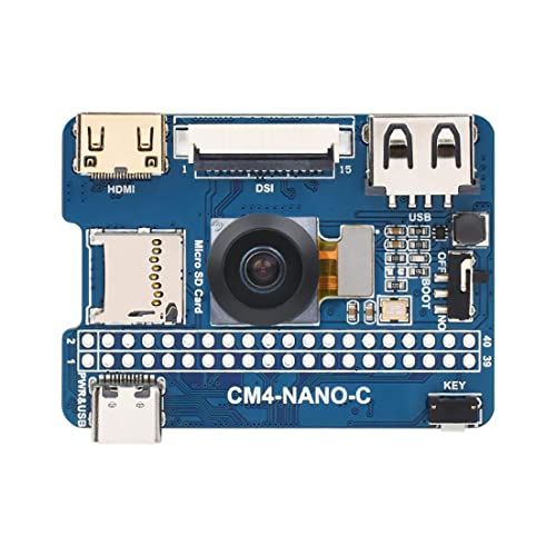 COOLWELL Nano Base Board C-versie voor Raspberry Pi Compute Module 4 Lite/eMMC (CM4 niet inbegrepen), met 8MP 160° FOV-camera, dezelfde grootte als de CM4