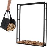 Lendo Online Brandhoutrek 148x25x196cm + draagtas – Zwart – Metaal