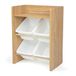 Humble Crew plank, speelgoedopberger met 4 opbergbakken, Naturel/Wit