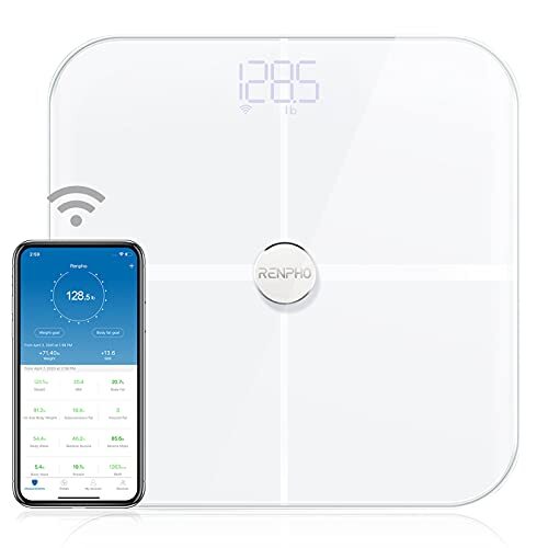 Renpho WiFi Slimme Weegschaal met Lichaamsvetweegschaal, Bluetooth Badkamerweegschaal, meting van Lichaamsvet, Spiermassa, BMI, Waterpercentage en 13 Lichaamswaarden