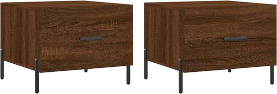 vidaXL Salontafels 2 stuks 50x50x40 cm Bewerkt Hout Bruin Eikenkleur